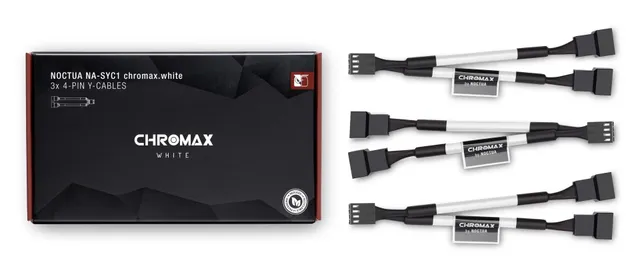 NA-SYC1 chromax.white - Strömdelare för fläkt - 4-stifts PWM (hona) till 4-stifts PWM (hane) - 11.5 cm - vit