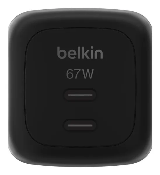 Väggladdare GaN 2x USB-C 67W, Svart
