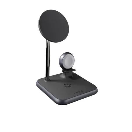 4-In-1 Magnethållare + klocka trådlös laddare, svart