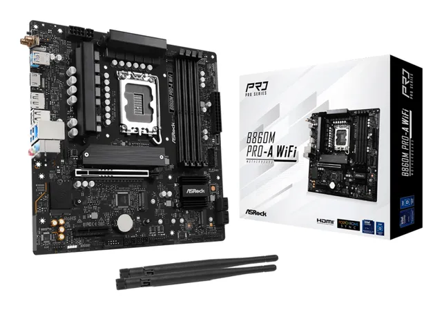 B860M Pro-A WiFi Moderkort - Intel B860 - Intel LGA1851 - DDR5 RAM - Micro-ATX