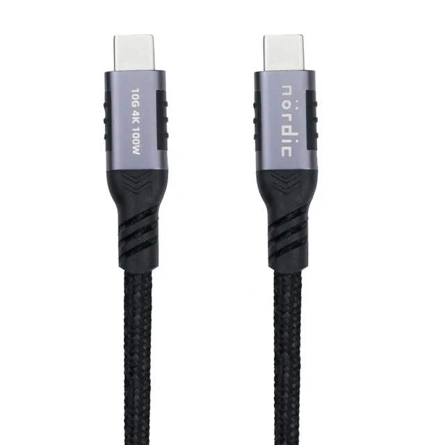 1m USB3.2 Gen2 SuperSpeed USB 10Gbps USB-C till C nylonflätad kabel med Power Delivery 100W, 4K60Hz video och Emarker