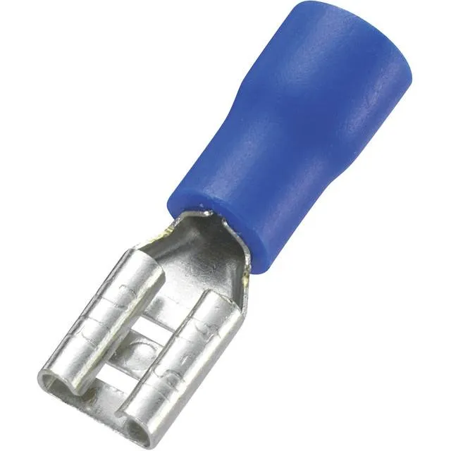 flatstiftskabelsko 4,8 mm, 0,8 mm, 180° delvis isolerad blå 100 st