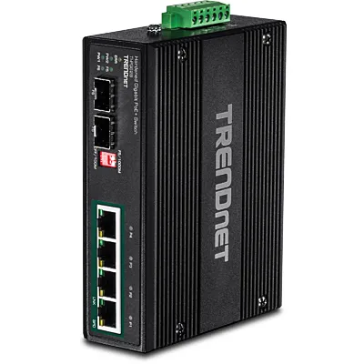TI-PG62B 6-Port Industrial Gigabit PoE+ DIN-Rail Switch 12 - 56 V