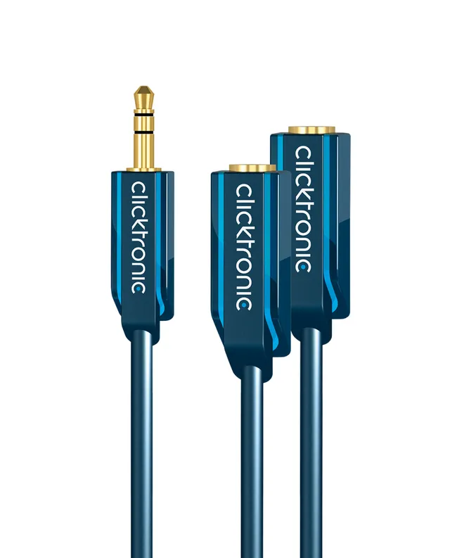 3,5 mm AUX-adapterkabel, stereo Premium-kabel | 1x 3,5 mm jackkontakt 2x 3,5 mm jackkontakt | 0,1 m | OFC innerledare