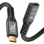 1m USB3.2 Gen2 20Gbps USB-C till C nylonflätad förlängningskabel med Power Delivery 240W 4K60Hz