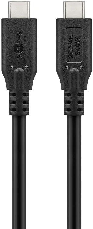 USB-C™-kabel, USB4™, 240 W, 20 Gbit/s, Power Delivery, 0,5 m USB-C™-kontakt > USB-C™-kontakt