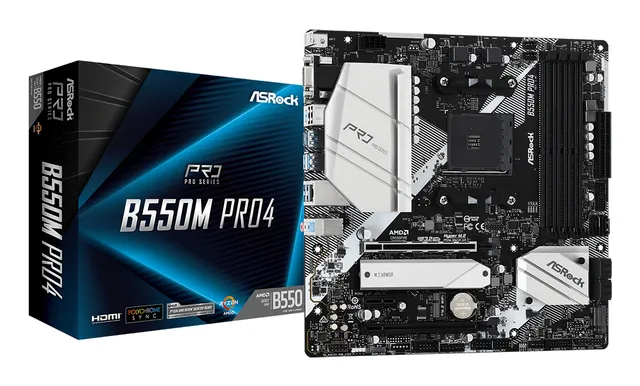 B550M PRO4 Moderkort - AMD B550 - AMD AM4 - DDR4 RAM - Micro-ATX