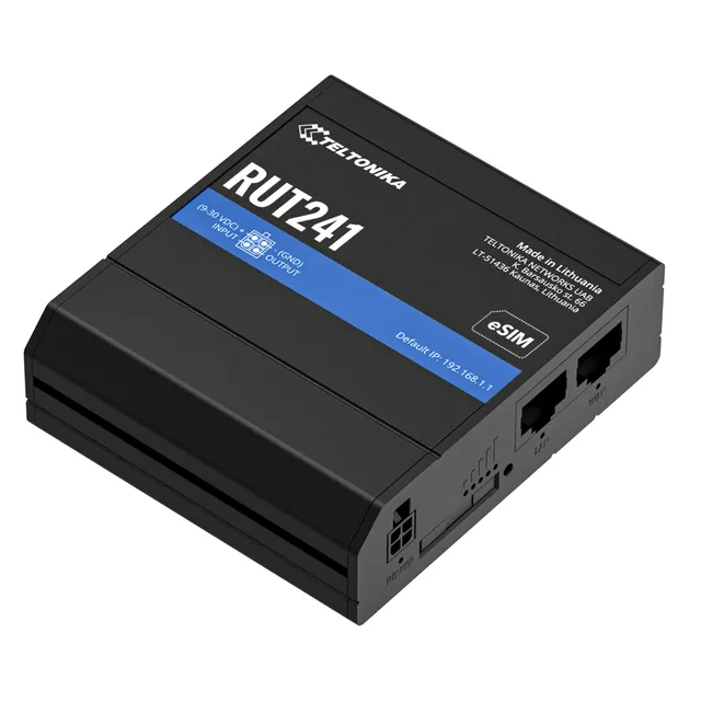 RUT241 eSIM - wireless router - WWAN - Wi-Fi - 2G 3G 4G - DIN rail mountable - Wireless router N Standard - 802.11n