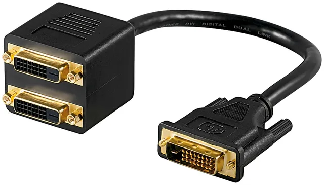 goobay - DVI-delare - DVI-D (hona) till DVI-D (hane) - tumskruvar - svart