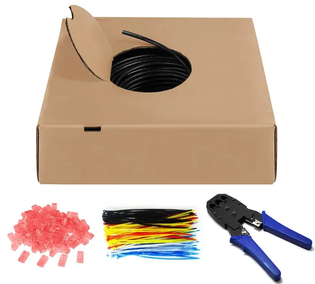 CAT 6 Outdoor network cable set U/UTP black 305 - Svart - 305m