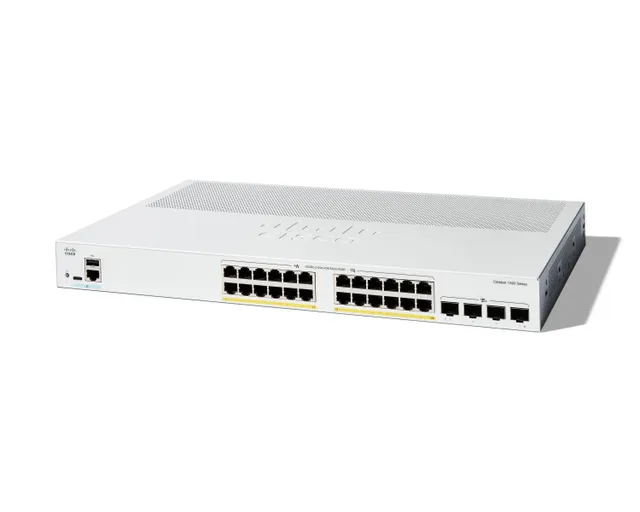 Catalyst 1300-24P-4X - Switch - L3 - Administrerad - 24 x 10/100/1000 (PoE+) + 4 x 10 Gigabit SFP+ - rackmonterbar - PoE+ (195 W) - återanvänd