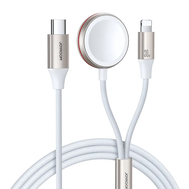 Fast Charging Magnetic Charger 2-in-1 S-IW012 30W 1.5m (White)
