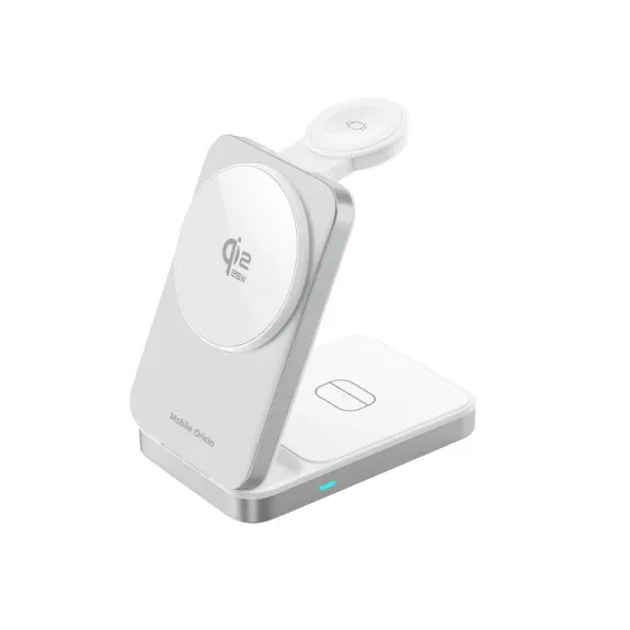 3in1 Qi2 25W Foldable Charging Stand PW35.MagSafe Compatible - Silver