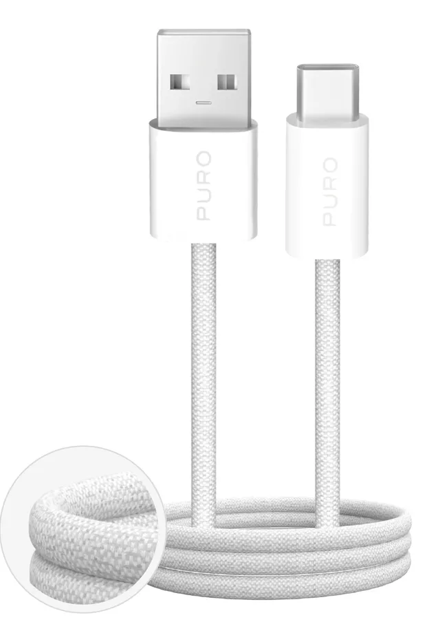 Fabrik 2.0 10W USB-A - USB-C Braided Cable 1.5 m - White