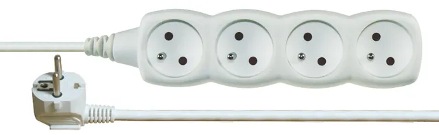 1902040500, Grundläggande, Vit, 4 AC-utgångar, 5 m, 250 V, 10 A