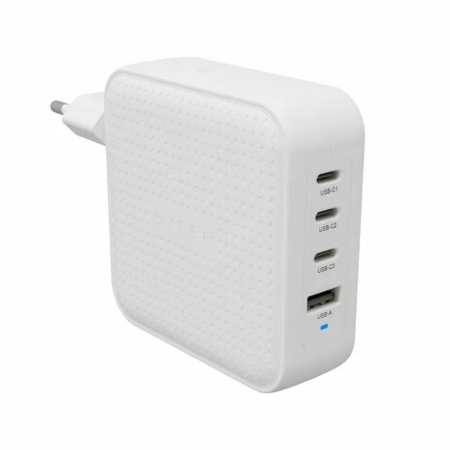 HyperJuice - Strömadapter - GaN - 100 Wh - QC 3.0, Power Delivery 3.0 + PPS - 4 utdatakontakter (USB, 3 x USB-C) - vit