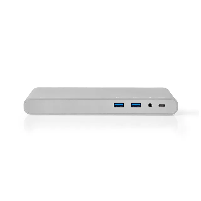 USB Dockningsstation | USB 3.2 Gen 1 | USB-C™ Hane | DisplayPort Hona / HDMI™ Utgång / RJ45 Hona / VGA hona 15p / 2x 3.5 mm, Hona / 2x USB-C™ / 4x USB-A | 0.20 m | Rund | Nickelplaterad | Flätad / Nylon | Vit | Kartong med täckt fönster