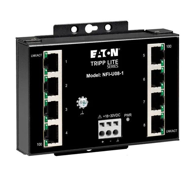 Eaton series Industrial Ethernet Switch 8-Port Unmanaged - 10/100 Mbps Ruggedized DIN/Wall Mount