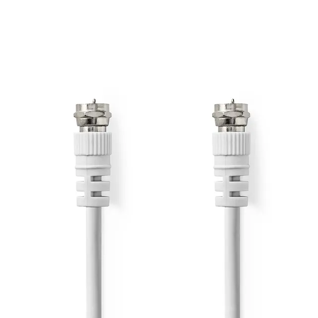 Satellite & Antenn kabel | F Hane | F Hane | Nickelplaterad | 50 dB | 75 Ohm | Dubbelskärmad | 1.00 m | Rund | PVC | Vit | Label