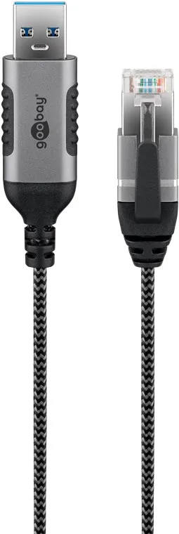 74393, USB 3.0 typ A, RJ45, 1 m, svart, silver