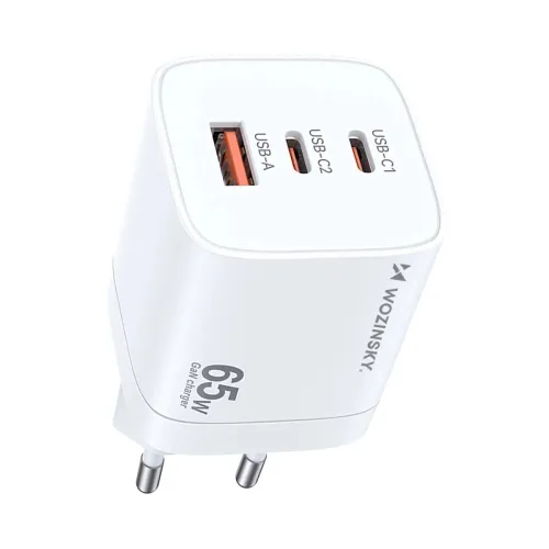 GaN Charger CGWCW 65W USB-A / 2 x USB-C - White