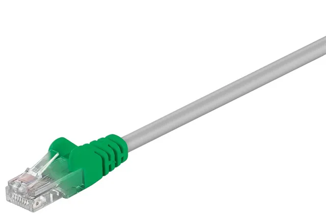 CAT 5e korsad patchkabel, U/UTP, grå-grön kopparklädd aluminiumtråd (CCA)