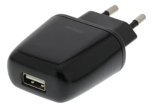 Väggladdare - USB - 2.4A - Svart