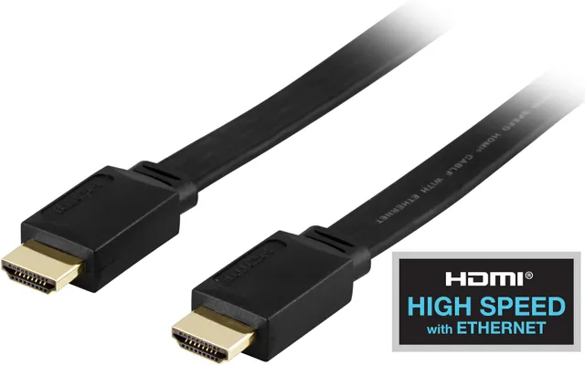 HDMI-kabel, 4K/3D, flat, 1 meter - Svart