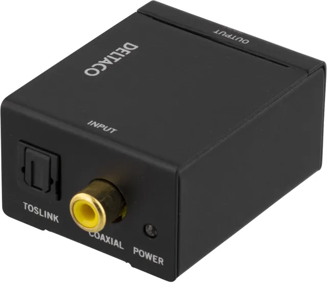 Ljudomvandlare från digital till analog, 2xRCA, S/PDIF, svart