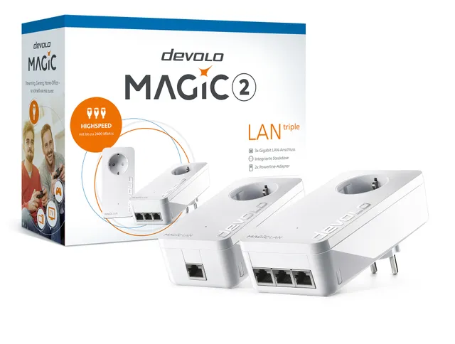 Magic 2 LAN triple - Starter Kit - brygga 1GbE, HomeGrid - vägginsticksbar