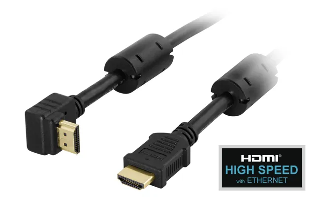 Vinklad HDMI Kabel High Speed with Ethernet, 4K, Ultra HD i 60Hz - Sva