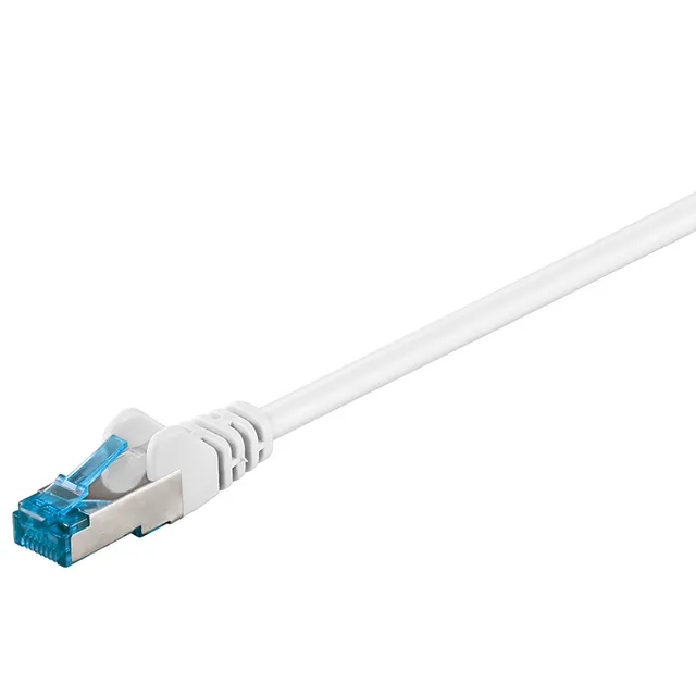 Patchkabel CAT 6A, S/FTP (PiMF), vit, 15 m opparledare (CU), halogenfri kabelhölje (LSZH)