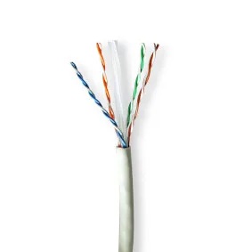 CAT6a nätverkskabel rulle | Solid | U/UTP | Bar koppar | 305 m | Inomhus | Rund | LSZH | Grå | Dragkorg