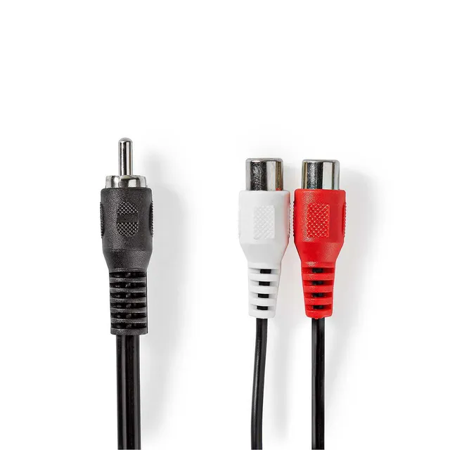 subwoofer Kabel | RCA Hane | 2x RCA Hona | Nickelplaterad | 0.20 m | Rund | 5.0 x 2.5 mm | Svart | Låda