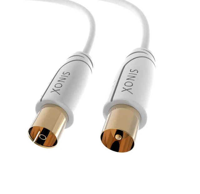 Sinox Plus+ TV Antenna Cable - Antennkabel - IEC-kontakt hona till IEC-kontakt hane - 10 m - skärmad - 70 dB - vit