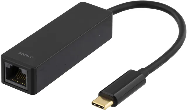 USB 3.1 nätverksadapter, Gigabit, 1xRJ45, USB Typ C, svart