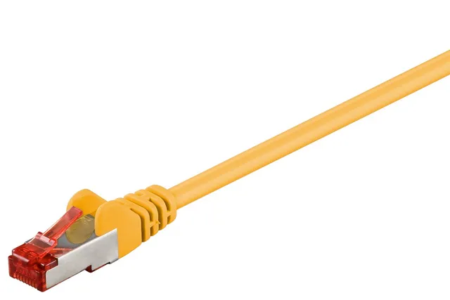 Patchkabel CAT 6, S/FTP (PiMF), gul, 1 m kopparledare (CU), halogenfri kabelhölje (LSZH)