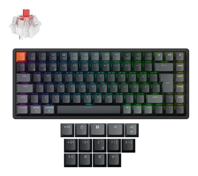 K2 V3 RGB Aluminium Hot Swap QMK Super Red trådlös tangentbord