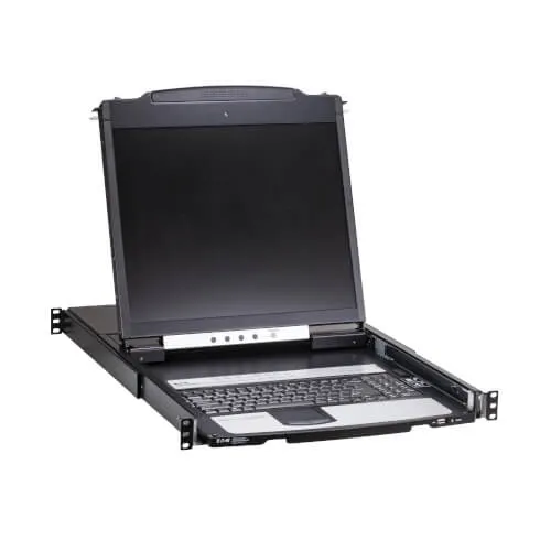 19" Eaton 16-Port Cat5 KVM over IP Switch - Virtual Media 19 in. LCD 1 Remote/1 Local User 1U Rack-Mount TAA