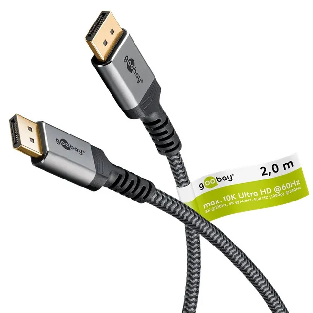 DisplayPort Plus 2.0/2.1 - Displaykabel - 2m - Grå