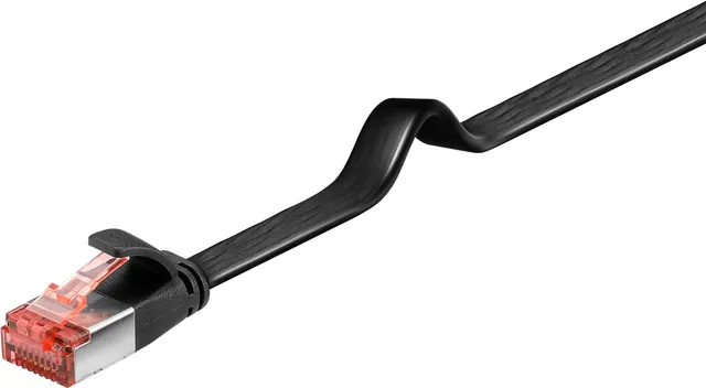 CAT 6 platt patchkabel, U/FTP, svart kopparledare (CU), 0.25 m