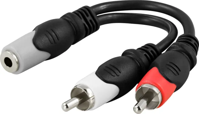 Multimedia-adapter 3,5mm ho till 2xRCA ha, 10cm