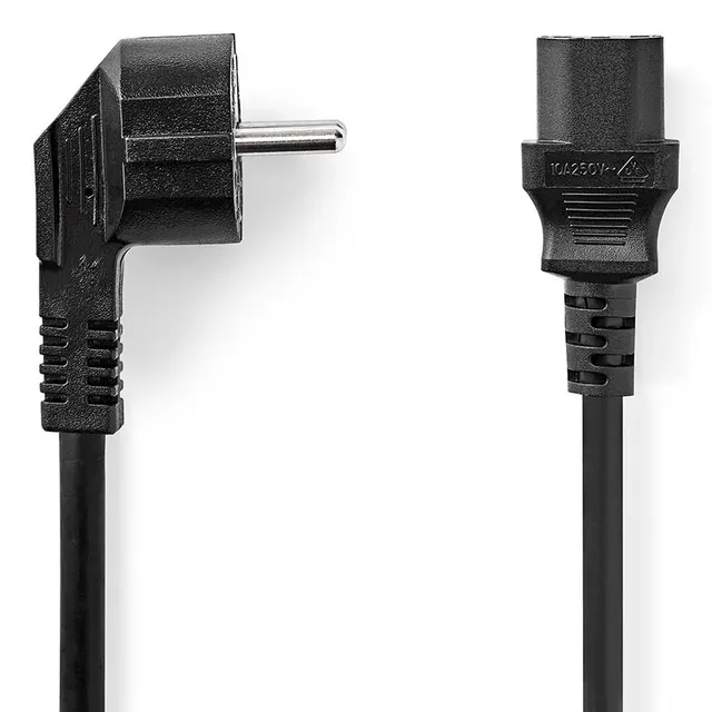 Strömkabel | Strömkontakt Hane | IEC-320-C13 | Vinklat | Rak | Nickelplaterad | 5.00 m | Rund | PVC | Vit | Label