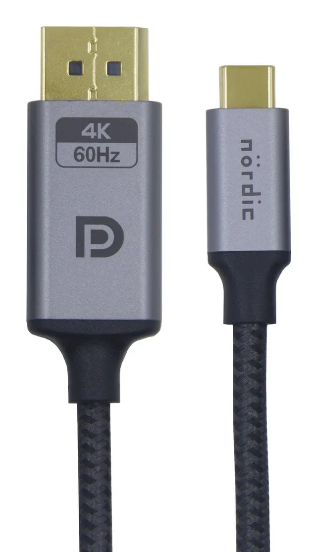 0,5m Usbc till Displayport kabel UHD 4K 60Hz 21,6Gbps DP Alt Mode 1.2 Hdcp, Aluminium kontakter Space Grey
