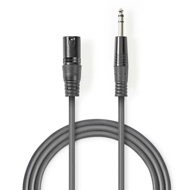 Balanserad ljudkabel | XLR 3-stifts hane | 6.35 mm Hane | Nickelplaterad | 1.50 m | Rund | PVC | Mörkgrå | Kartonghylsa