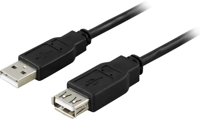USB 2.0 förlängningskabel Typ A hane - Typ A hona - 0,2m - Svart