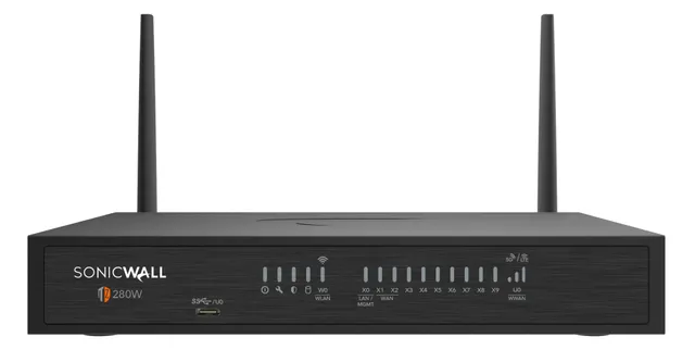 SonicWall TZ Series (Gen 8) TZ 380W - Säkerhetsfunktion - med 1 år SonicWall Cloud Secure Edge - 2.5GbE, 5GbE, 1GbE - Wi-Fi 6 - 2.4 GHz, 5 GHz - Sonic