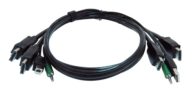 SKVMCBL-2DP-06TAA, 1,8 m, DisplayPort, Svart, USB, DisplayPort, Hankoppling