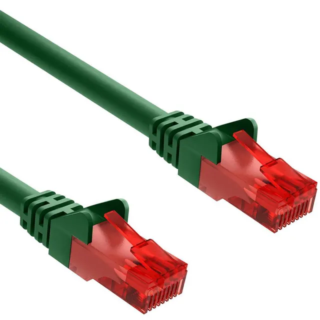CAT 6 patchkabel, U/UTP, grön kopparklädd aluminiumtråd (CCA), 1 m