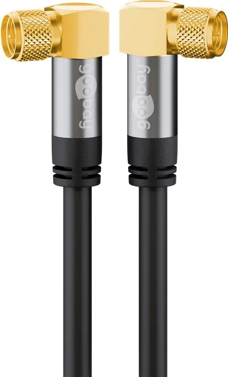 SAT-antennkabel (135 dB), 4x skärmad guldpläterad, F-plugg 90° > F-plugg 90°, 10 m